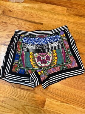 Anthropologie Multicolor Patterned Athletic Shorts - Black Trim